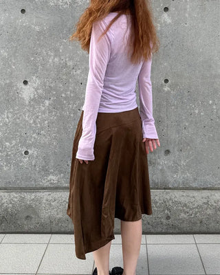 Round neck sheer long sleeve
