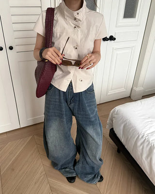 Washed Curved Denim