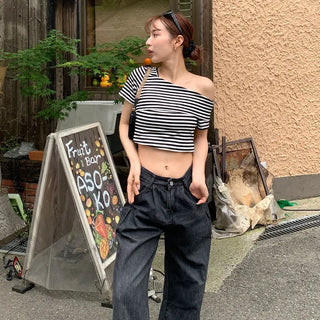Asymmetrical Off-Shoulder T-Shirt