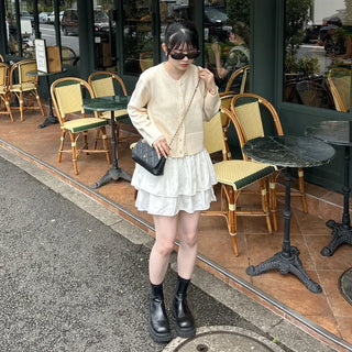 Basic color cardigan