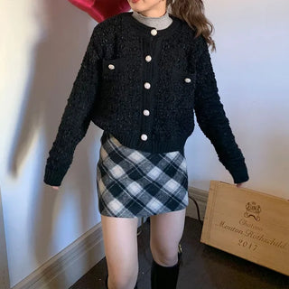 Cross-check mini skirt