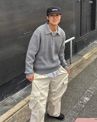 Half-neck zip-up collar knit