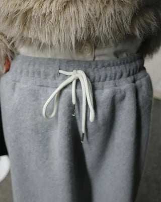 Elastic waist fleece long skirt
