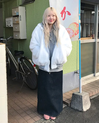 Long denim skirt