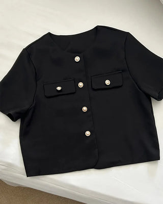 Collarless half-sleeve jacket