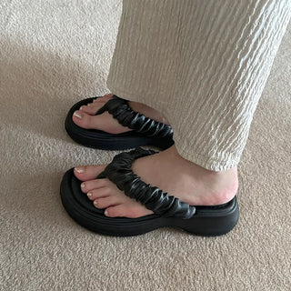 Frilled platform sandals