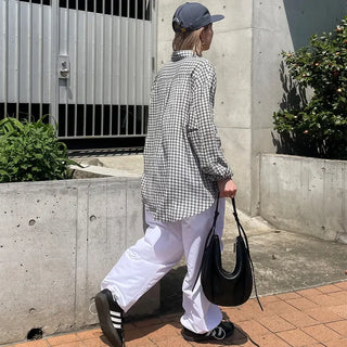 Unisex seersucker check shirt
