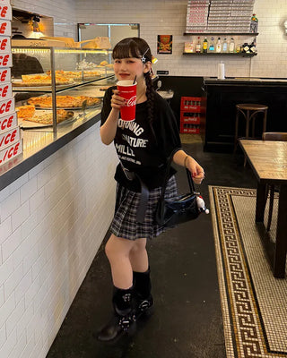 Checked pleated mini skirt