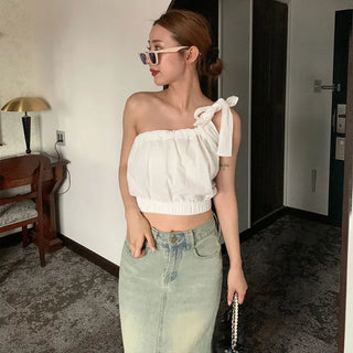 Ribbon Shirring Sleeveless Top
