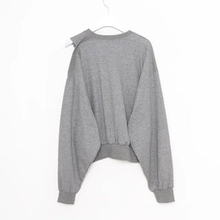 Shoulder slit cropped sweatshirt
