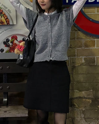 Bouclé short-sleeved cardigan