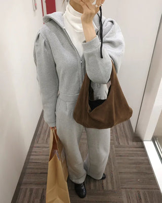 Brushed Half-Zip Jumpsuit