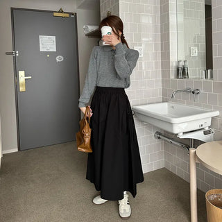 Side pocket gathered flared skirt