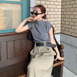 Half-neck short-sleeve knit
