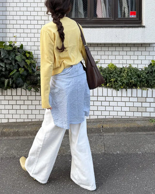 Back-belt wide-leg pants