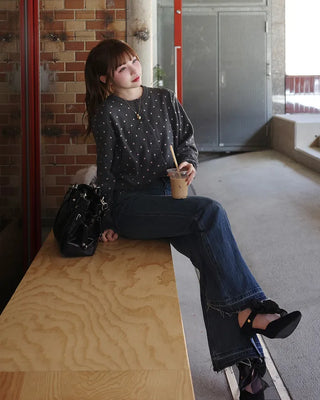 Two-tone polka dot cardigan
