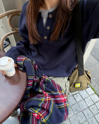 Henley neck knit