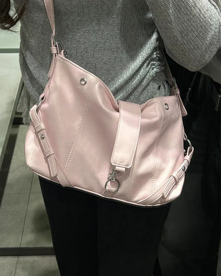 Side buckle point shoulder bag