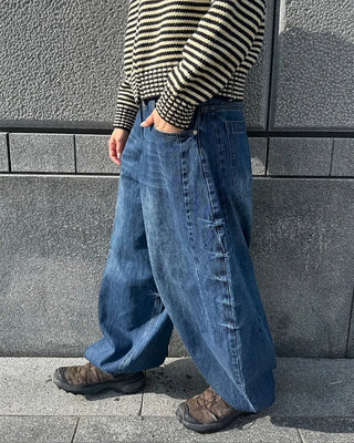 (Unisex) Washed Balloon Denim Pants