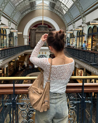 See-through lace long-sleeve T-shirt