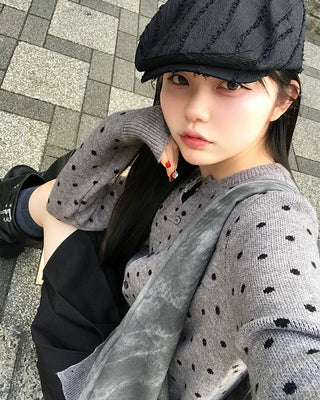 Polka Dot Knit Cardigan