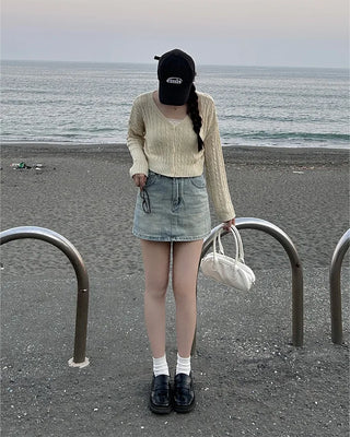 Cable Cropped Cardigan