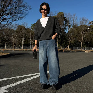 Dart detail balloon denim pants