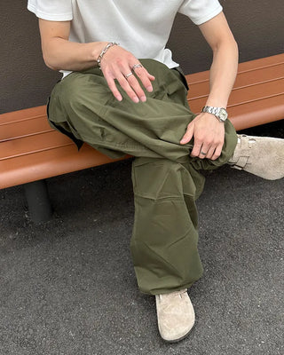 Button pocket wide cargo pants