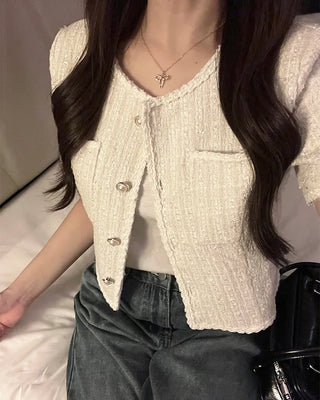 Tweed short-sleeved jacket