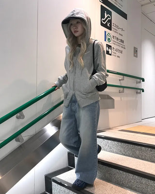 Semi-straight denim pants