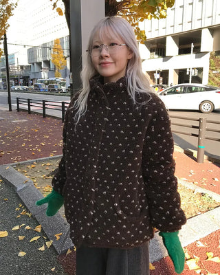 Dot fleece zip-up
