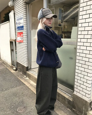 Pinstripe Wide Cotton Pants