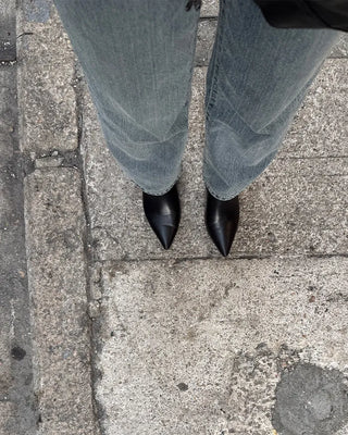 Leather pointed-toe ankle boots