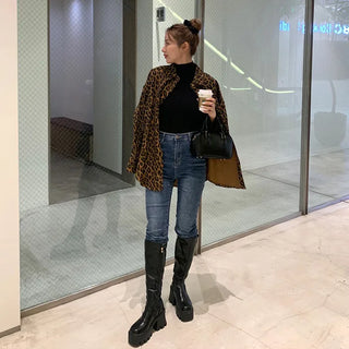 Leopard print oversized shirt