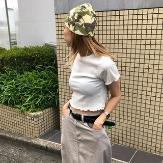 Cropped Frill Half-Sleeve T-Shirt