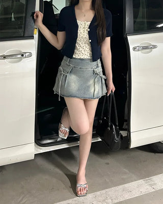 Ribbon pocket mini skirt