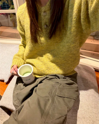 Henley neck round long knit