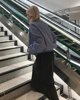 Gingham check half-zip pullover