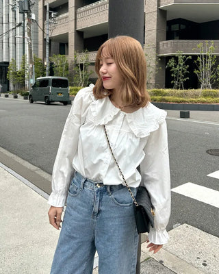 Big frill collar blouse