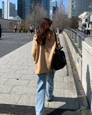 Three-button suede jacket