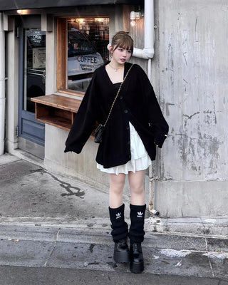 Oversized Button Long Cardigan