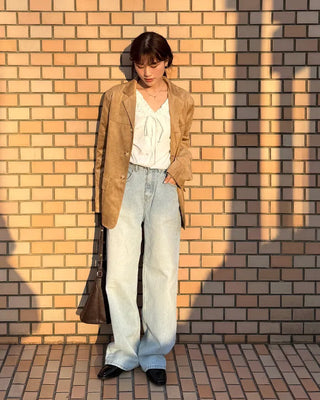Washed oversized denim pants