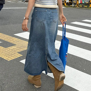 Denim long skirt