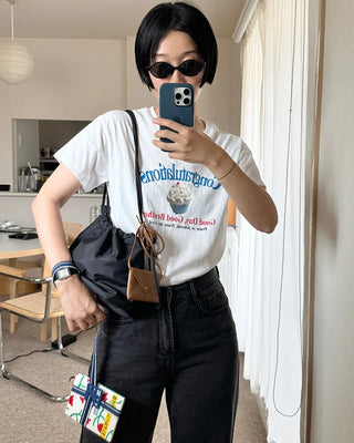 [8th Re-release] (ORIGINAL) Medium Drawstring Shoulder Bag (black)