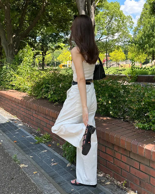 Wide-leg cotton pants