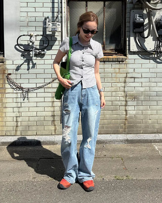 Slim-fit check short-sleeve shirt