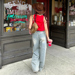 Vintage wide-leg denim pants