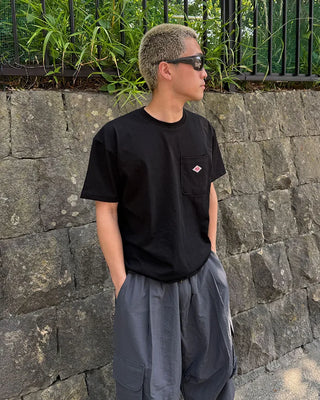 Nylon cargo pants with elastic waistband