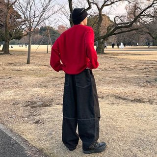(Unisex) Stitched Balloon Denim Pants