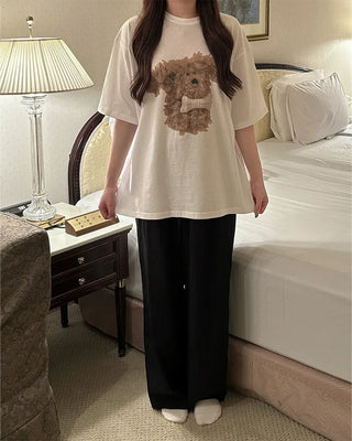 Oversized puppy half-sleeve t-shirt